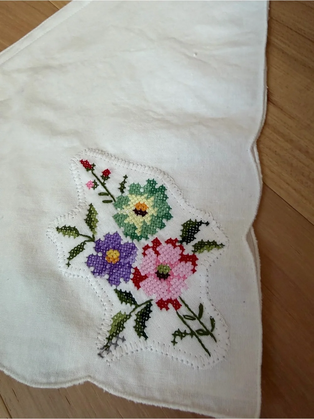 Handmade Bandana Hair Scarf Cross Stitch